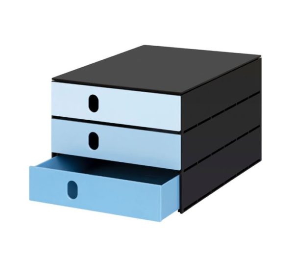 STYRO - Systembox styroval - blau / schwarz - 3 Schubladen