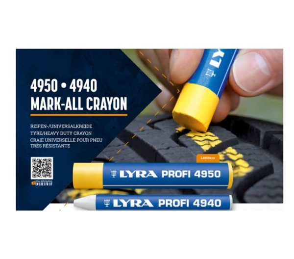 LYRA - MARK-ALL CRAYON -  crayon universel pour pneu - jaune