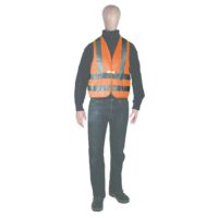 Gilet de sécurité, polyester orange WTP3, deux bandes réfléchissantes de 5 cm chacune sur tout le pourtour