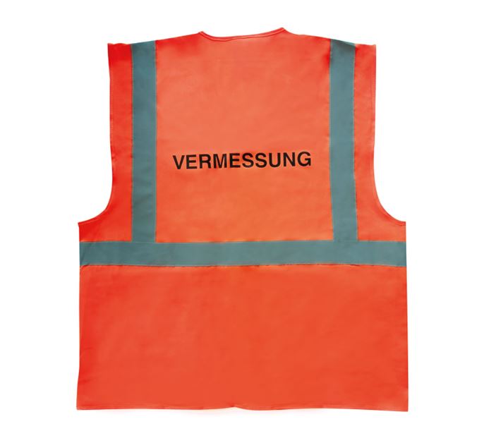 Gilet de sécurité confort conforme à la norme, orange, inscription : VERMESSUNG (mesure), taille L – Image 2