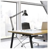 MAUL Lampe de table MAULstudy argent, E27, pied de serrage