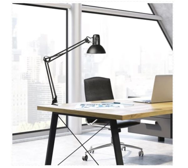 MAUL Lampe de table MAULstudy argent, E27, pied de serrage – Image 2